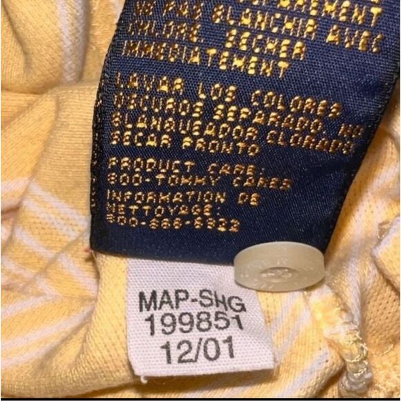 Y2K 2001 Tommy Hilfiger Golf Crest Yellow Pique Polo Large #67 - Picture 7 of 7